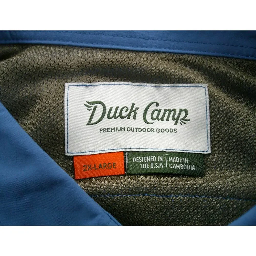 Duck Camp‎ Shirt Mens 2XL Channel Blue Lightweight Hunting Short Sleeve Outdoor - Picture 3 of 9